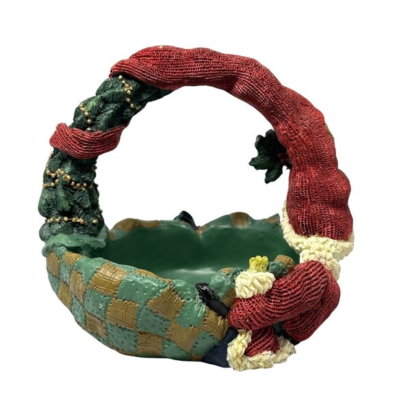 Mistletoad Santa Basket Christmas Candy Dish Resin Holiday Decoration Kitsch - Picture 4 of 10